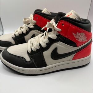 Nike Air Jordan 1 Mid Newsprint Orewood Sneakers Shoes 7